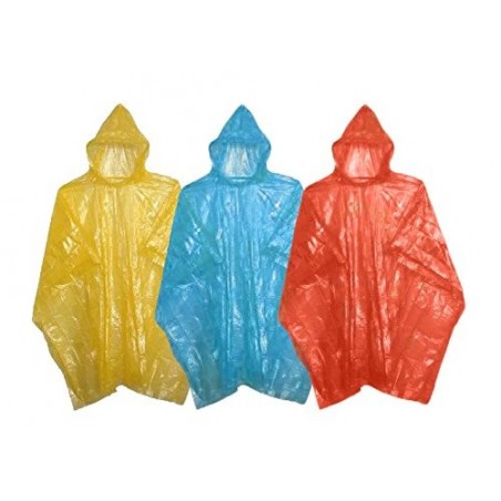 Pack de 3 imperméables jetables à capuche unisexe poncho polyéthylène 747619