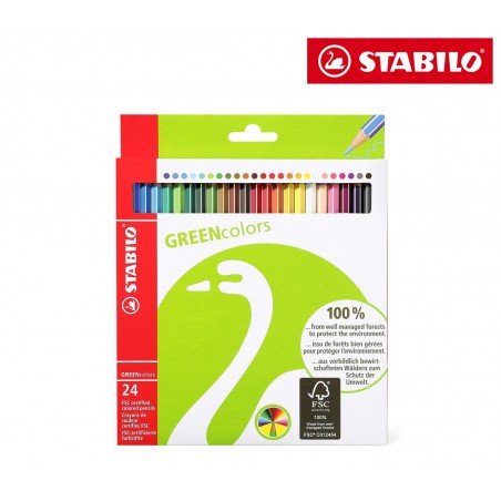 6019/2-24 Étui carton de 24 crayons de couleur STABILO GREEN hexagonal