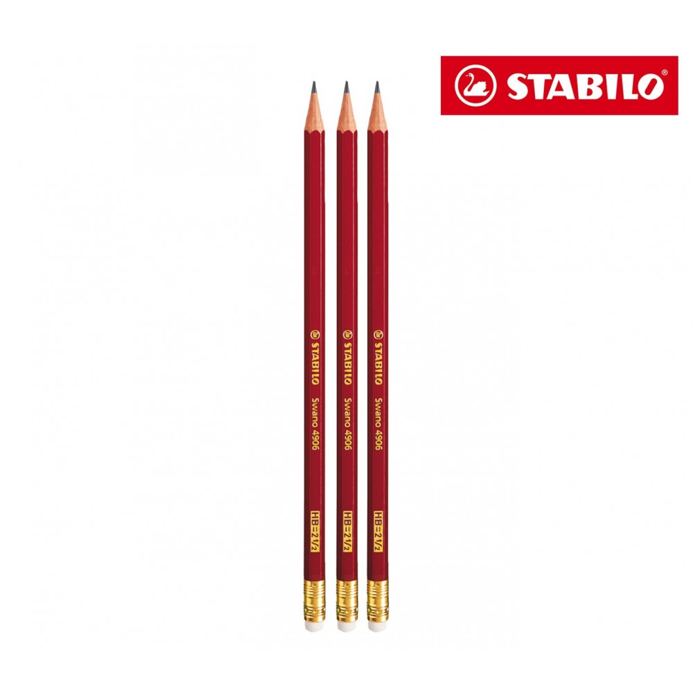 IT12/70-49063 Lot de 3 crayons à papier Stabilo modèle Swano 4906 gomme mine HB