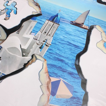 Sticker murale effet 3D Trompe l'œil motif s'échapper à la mer 100 x 70 cm