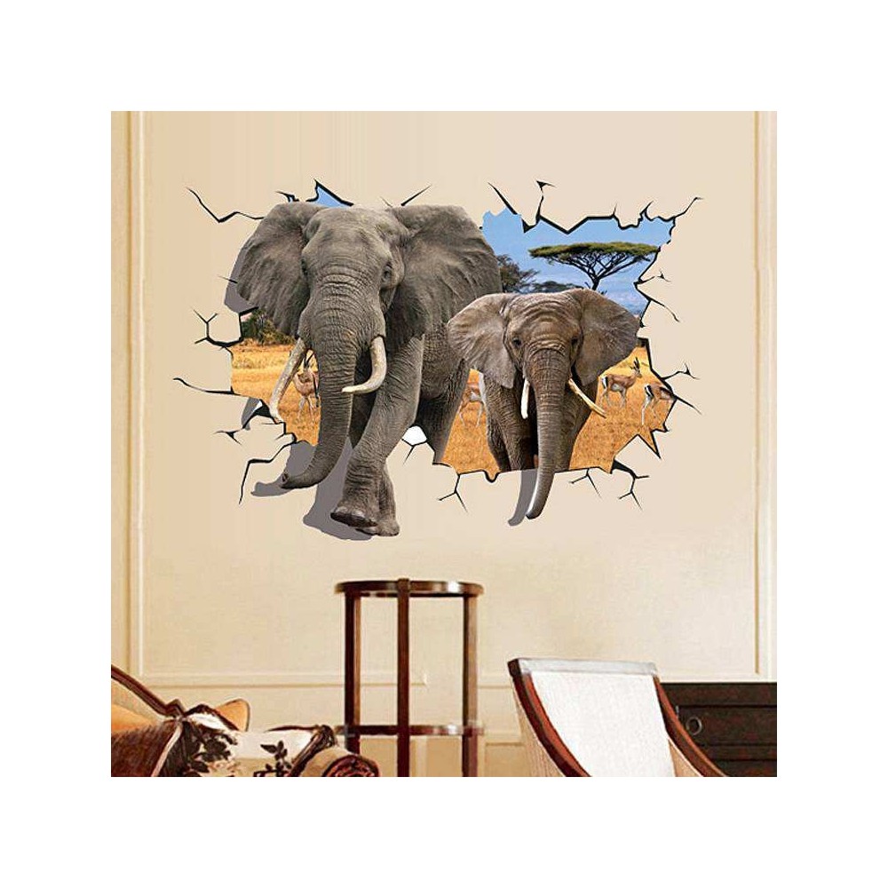 Sticker murale effet 3D Trompe l'œil Afrique...
