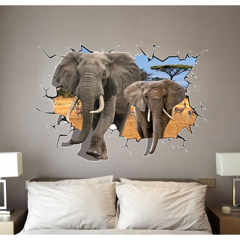 Sticker murale effet 3D Trompe l'œil Afrique...