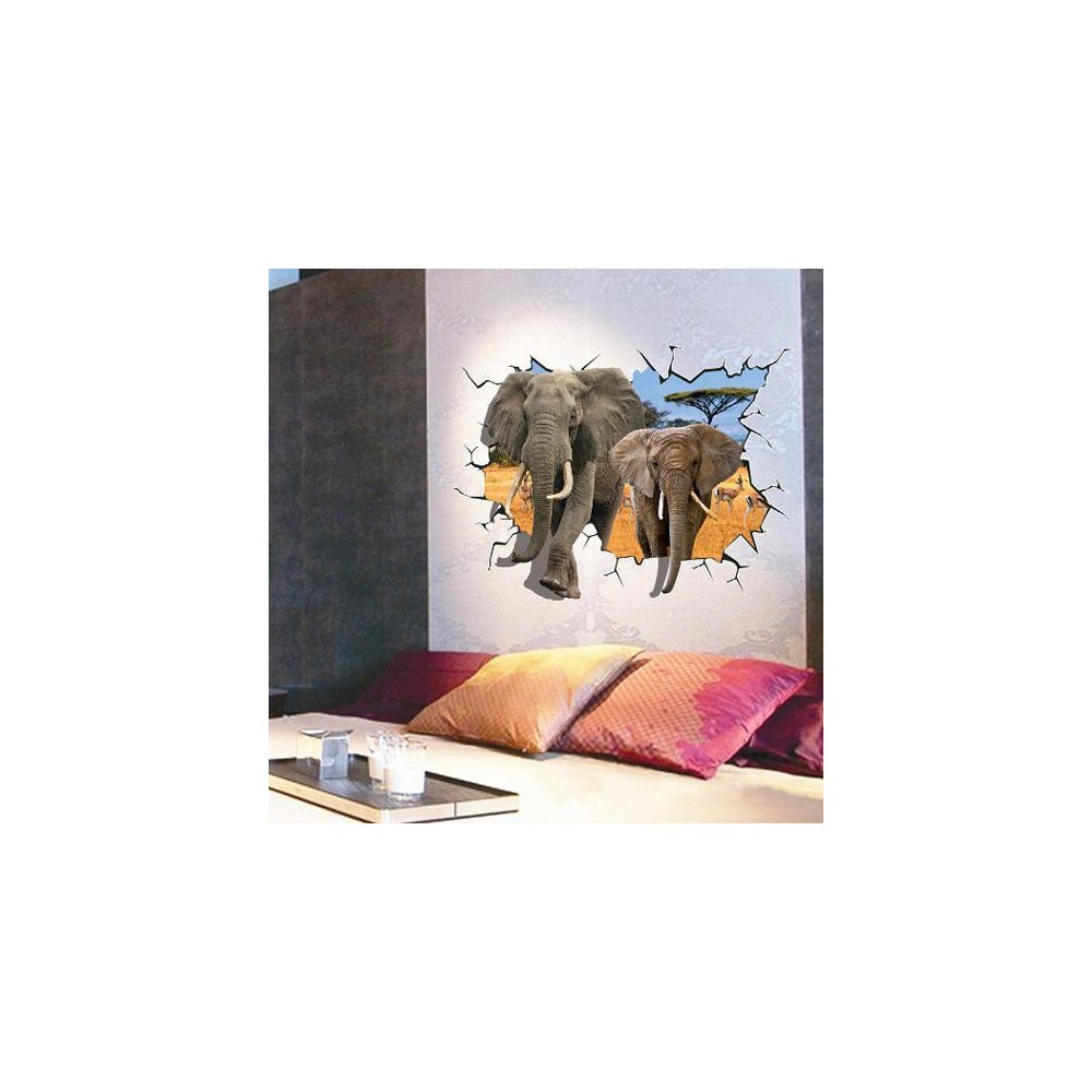 Sticker murale effet 3D Trompe l'œil Afrique...