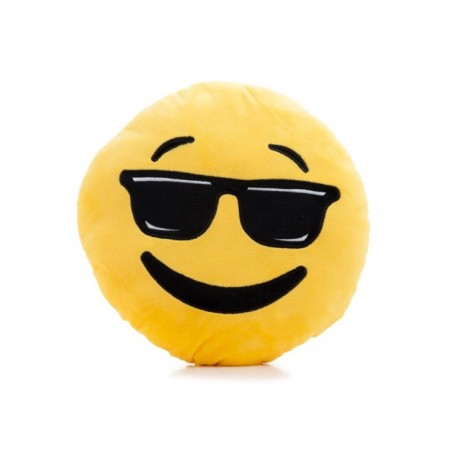 621042 Coussin décoratif émoticône motif tête avec lunettes de soleil 30 cm ø