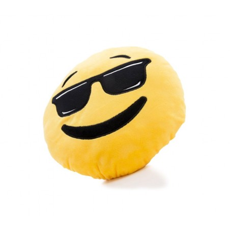 621042 Coussin décoratif émoticône motif tête avec lunettes de soleil 30 cm ø