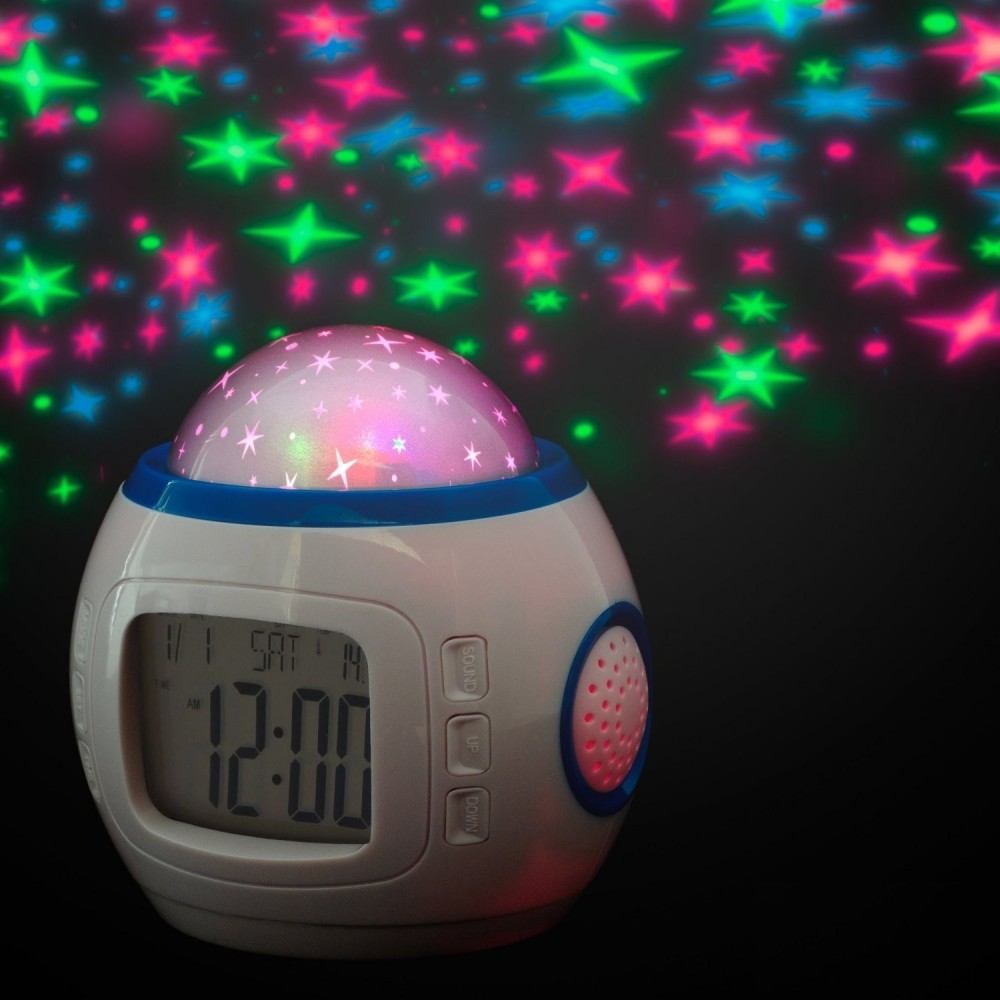 Reloj digital de proyección con pantalla LCD despertador con fecha y temperatura - Proyector de estrellas para la iluminación