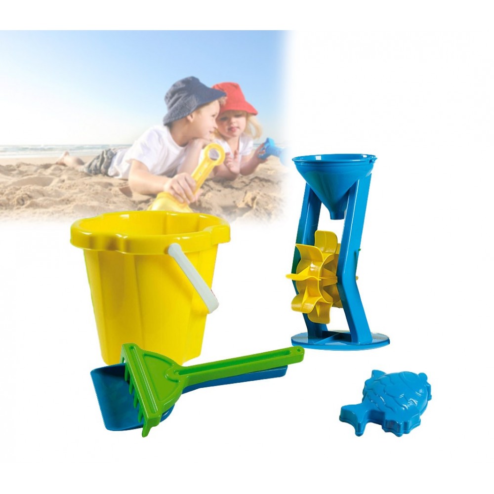 226704 Set jeux de plage pour enfant 7 pièces avec seau et éléments colorés
