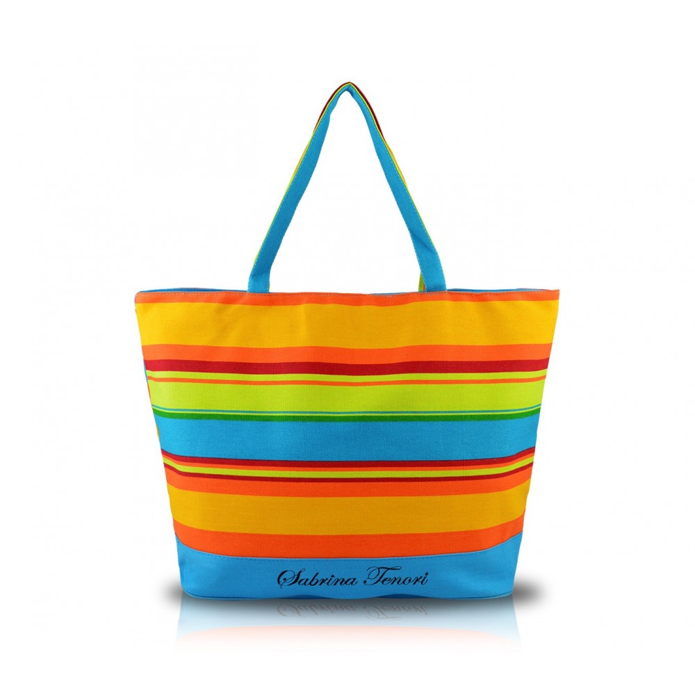 Sac de plage SABRINA modèle FULL COLOR spacieux en tissu avec fermeture zip