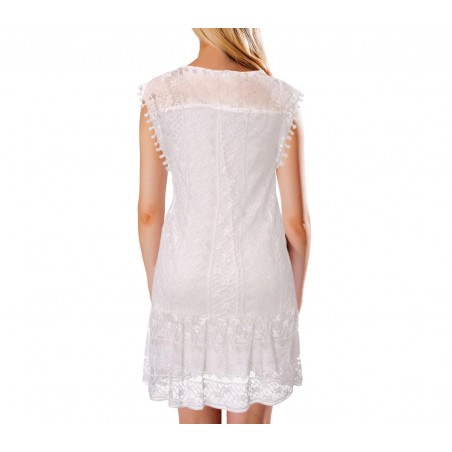 3912 Robe pour femme mod. FLAMINIA courte en dentelle à col rond du S à XXL