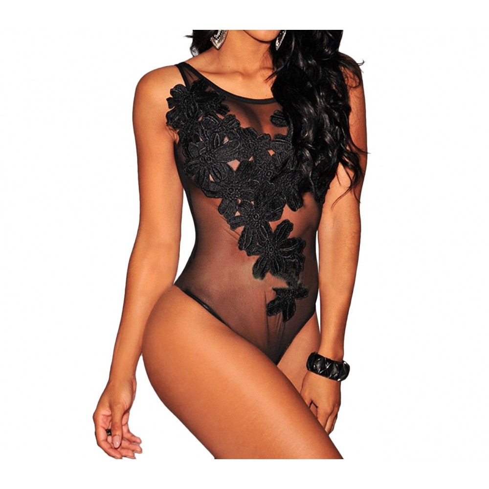 Body Noir effet Sexy modello Veronik avec la taille en dentelle spéciale