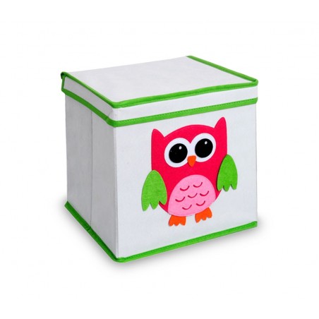 783102 Coffre à jouet carré avec couvercle 27 x 28 cm HIBOU - AUTO