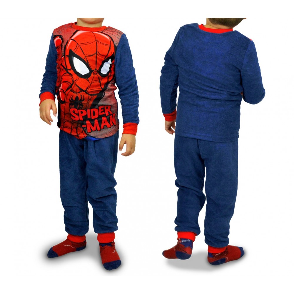 826438 Pyjama enfant imprimé Spiderman en polaire chaude de 4 à 8 ans