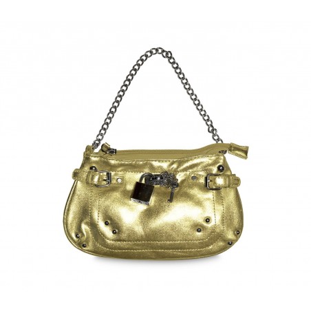 Sac à main - Pochette - en faux cuir laminé avec détails chaine et cadenas