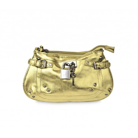 Sac à main - Pochette - en faux cuir laminé avec détails chaine et cadenas
