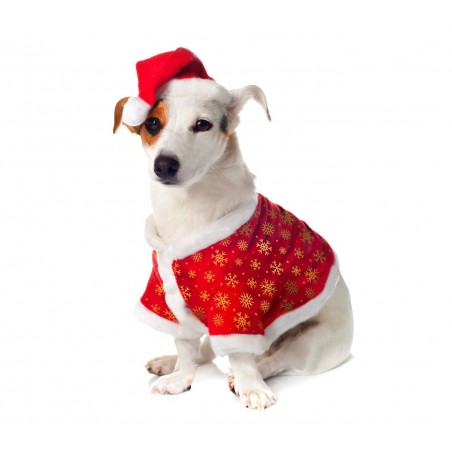 901097 Vêtement de Noël imprimé avec chapeau pour animaux de petite taille