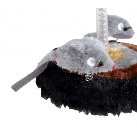 15971 Jeu pour chats base 14.5 x 26cm griffoir en peluche et souris oscillante