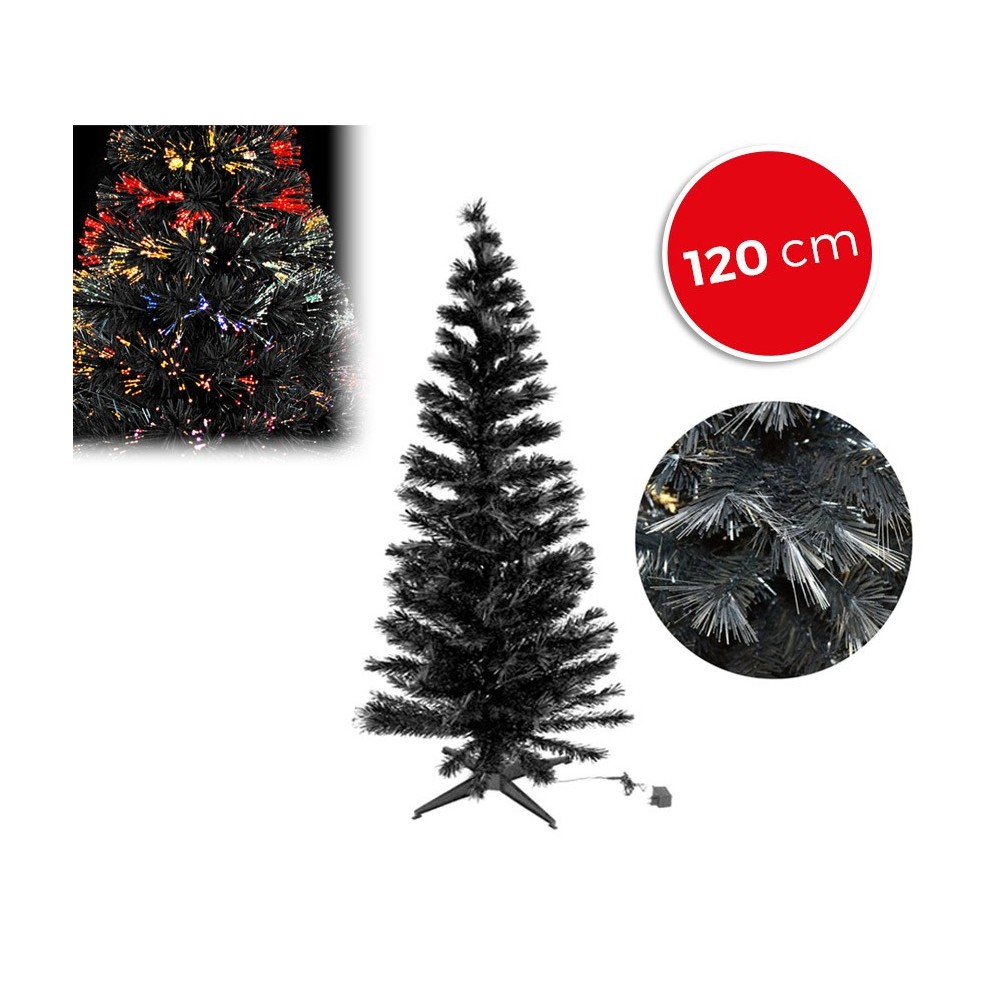 272332 Sapin de Noël noir en fibres optiques lumineuses multicolores 120 cm