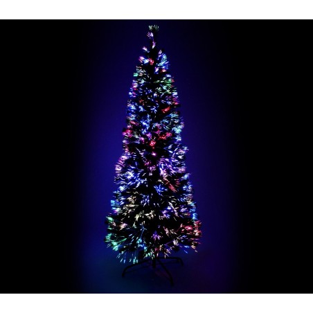 272332 Sapin de Noël noir en fibres optiques lumineuses multicolores 120 cm