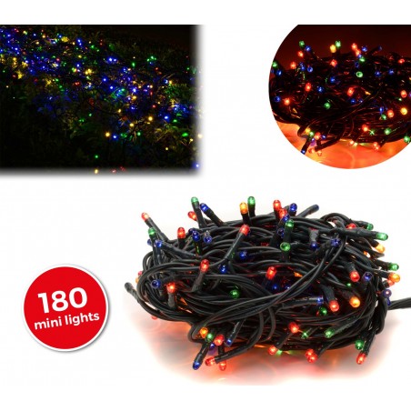 013492 Mini-lumières de Noël MULTICOLORES 180 ampoules 8 jeux de lumière 9,16 m