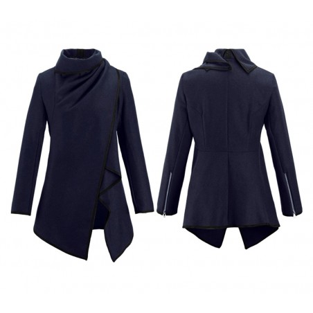 Cardigan femme asymétrique mod. Jenny style décontracté et poignets similicuir