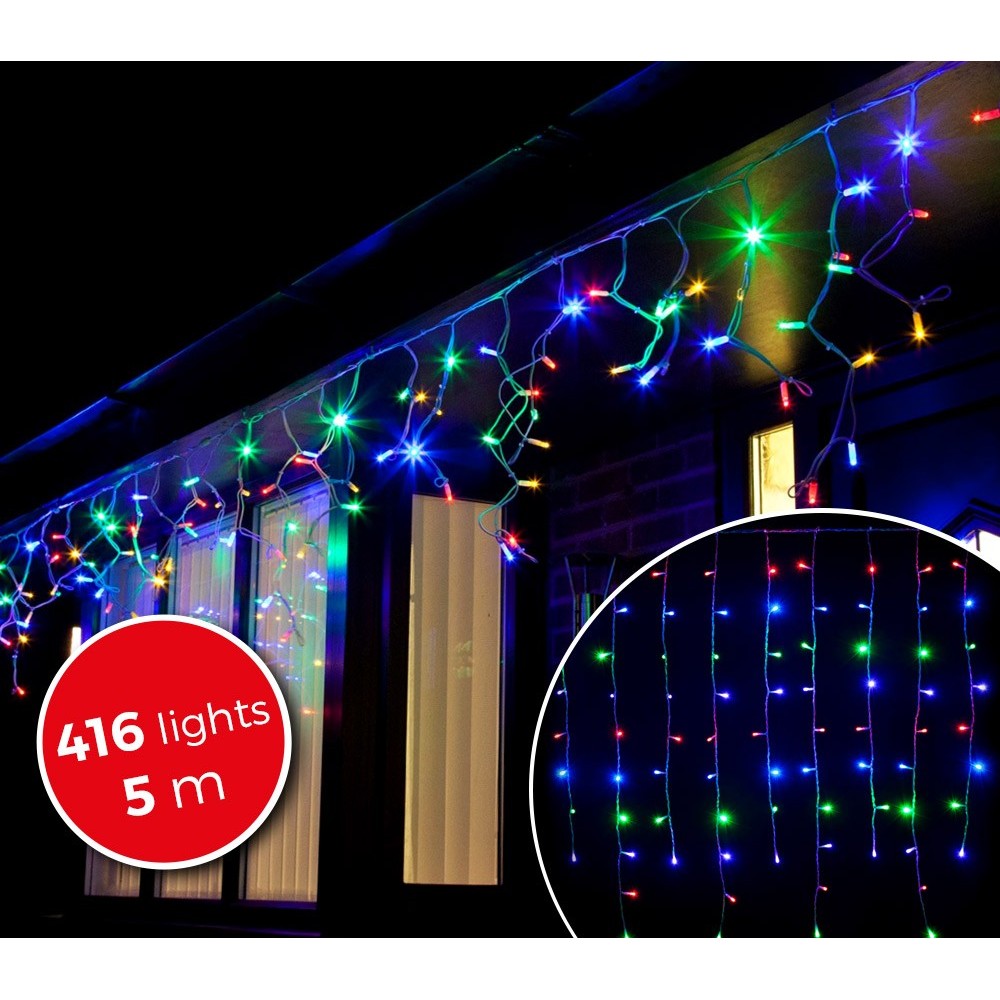 031434 Rideau de lumières de Noël d'extérieur de 416 lumières multicolores