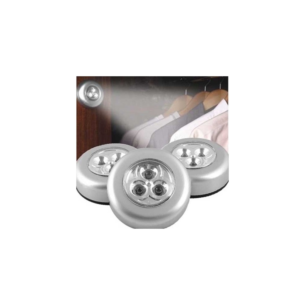 Set 3 bombillas adhesivas sin cable PUSH - Luz portátil de emergencia para el coche