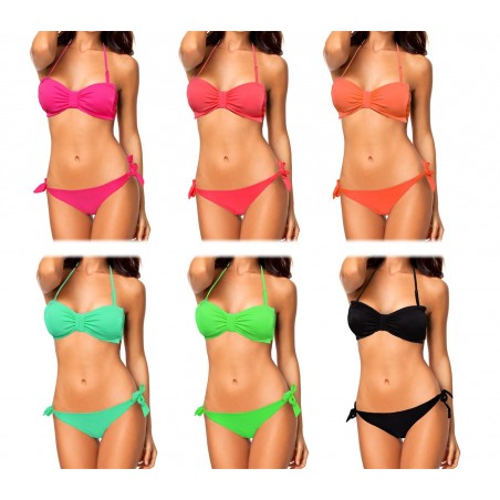 XS5077 Maillot bikini bandeau mod. Bonny avec un nœud vintage by MWS AHEAD