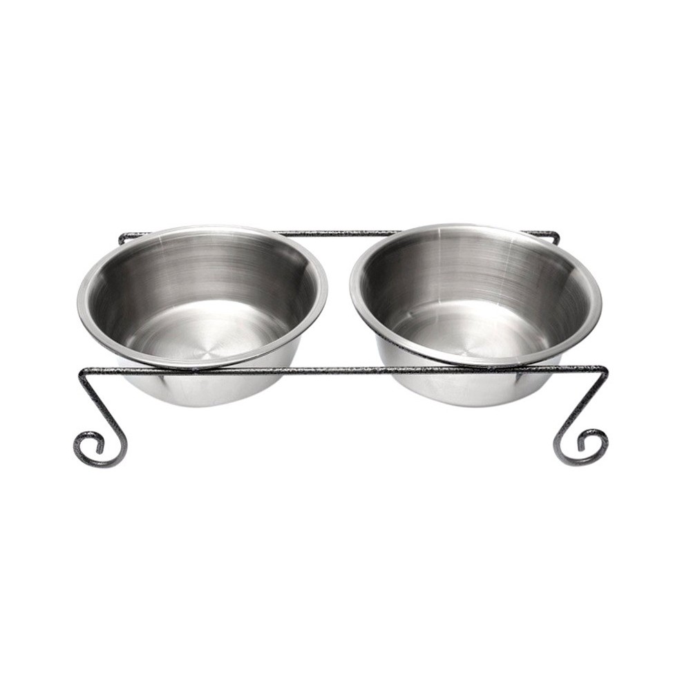 181295 Double gamelle en acier pour chiens avec...