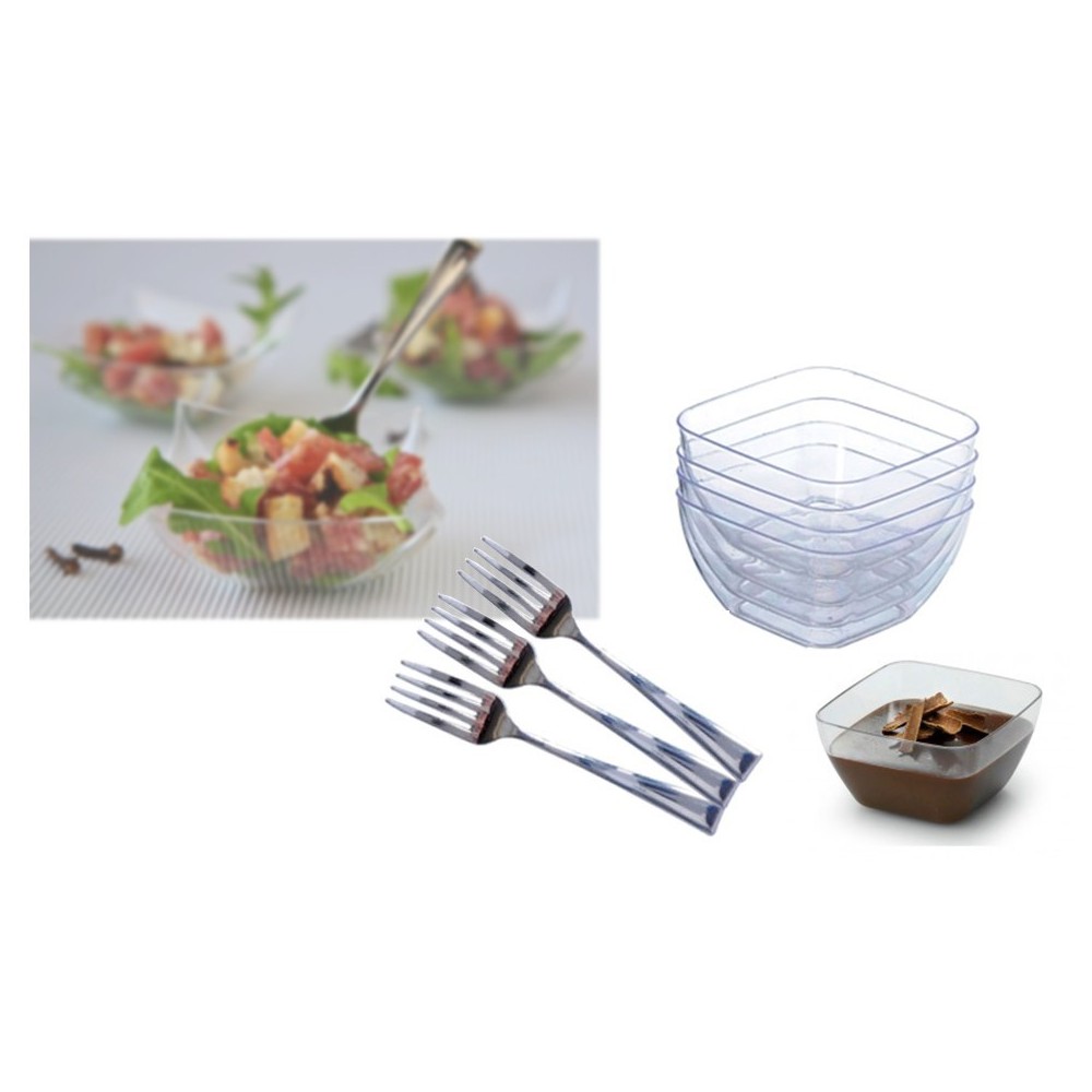 609607 - FINGER FOOD vaisselle en plastique + couverts (jeu de 54 pièces)