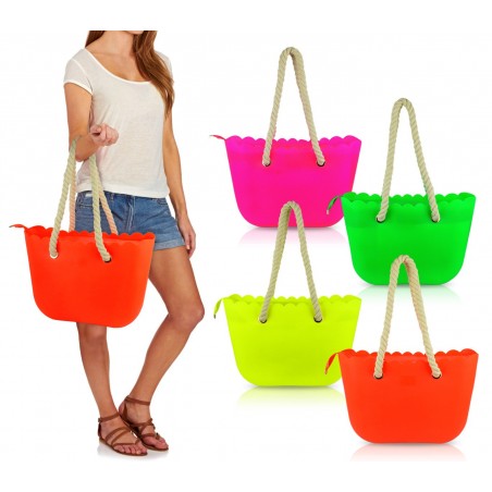 319598- Sac de plage silicone Sabrina T.modèle grip avec poignées en corde