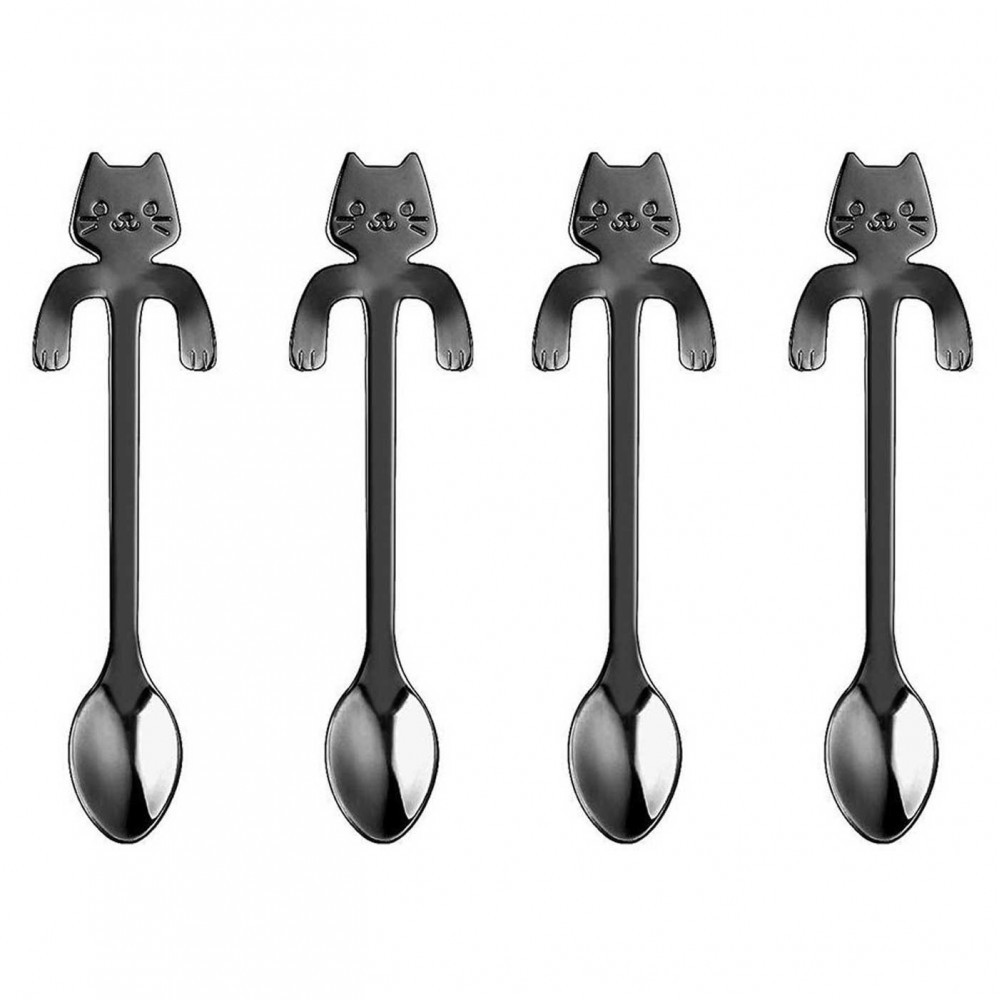 Set 4 cuillères à thé CAT avec clip de support...