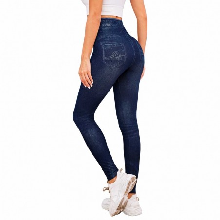 1113 Pack 2 leggings thermiques effet denim avec doublure polaire T. unique
