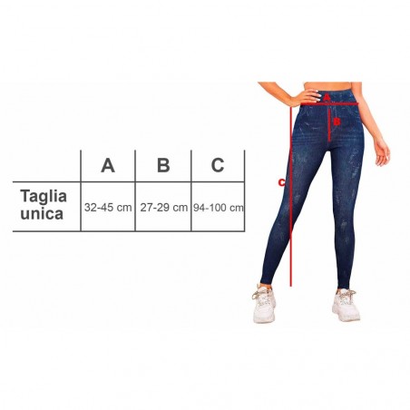 1113 Pack 2 leggings thermiques effet denim avec doublure polaire T. unique