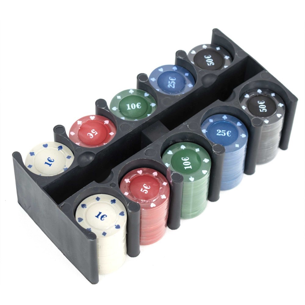 Set de 200 jetons de couleur dans un puces spéciales de conteneurs Texas Hold Em