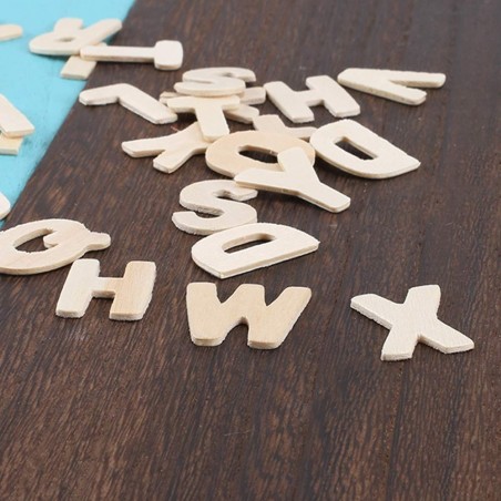 Lettres en bois clair à personnaliser 130pcs décoration shabby chic avec caisse