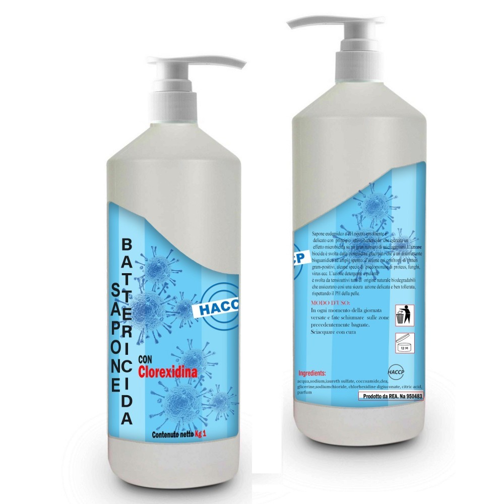 12 savon mains BACTERICIDE détergent désinfectant chlorhexidine eudémique 1L