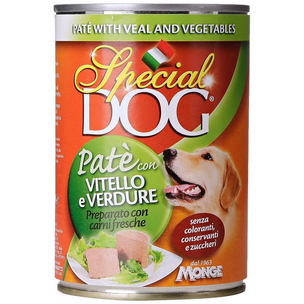 Pack 24 boites Monge SPECIAL DOG ​​Pâté de veau et légumes 400gr