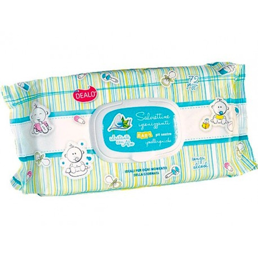 Pack 72 lingettes désinfectantes Dealo bébé enrichies pH 5.5 aloevera