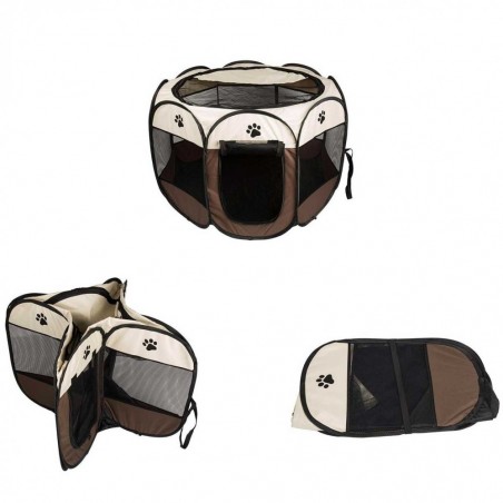 Parc enclos chien pour petits animaux Pop-Up Beige 76x58cm