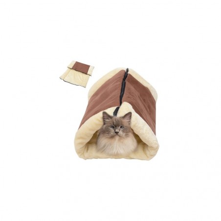 Tunnel en peluche pour chat et chien transformable en tapis