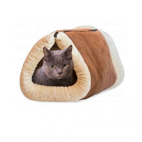 Tunnel en peluche pour chat et chien transformable en tapis