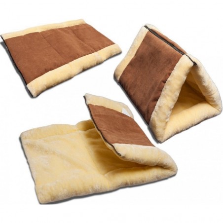 Tunnel en peluche pour chat et chien transformable en tapis