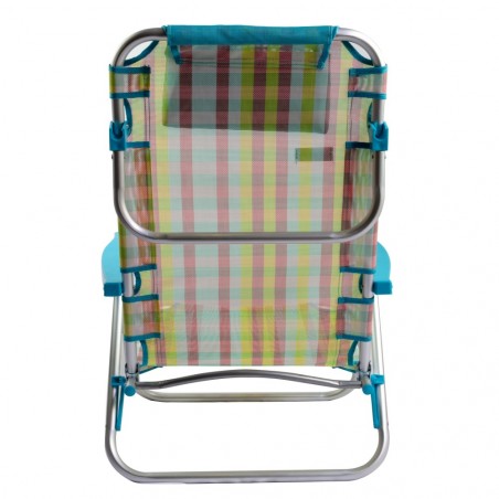545126 ONSHORE Transat pliante et inclinable en tissu à carreaux