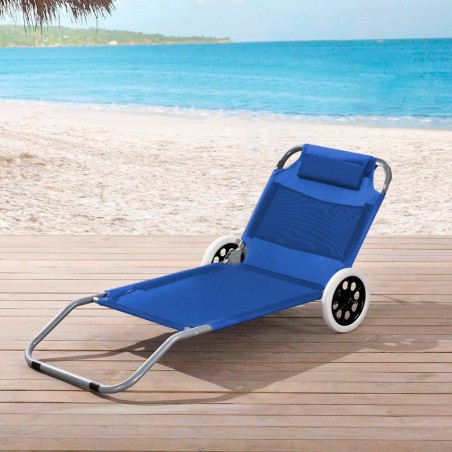 270868 Transat en métal Onshore Sundeck Dossier réglable avec roues