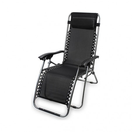 604001 EVERTOP Chaise de plage pliante et inclinable GRAVITÀ ZERO BLACK