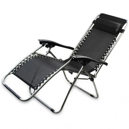 604001 EVERTOP Chaise de plage pliante et inclinable GRAVITÀ ZERO BLACK