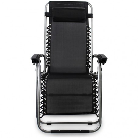 604001 EVERTOP Chaise de plage pliante et inclinable GRAVITÀ ZERO BLACK