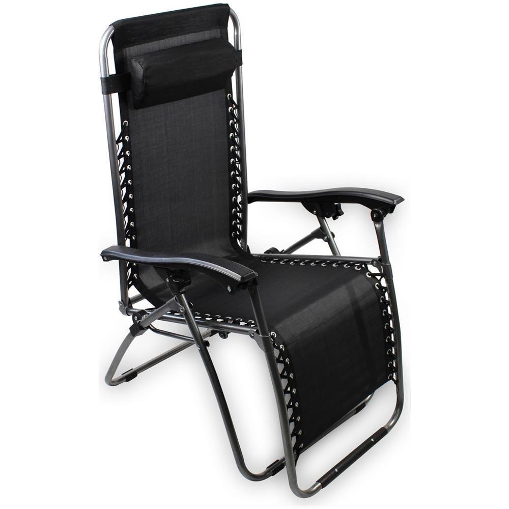 604001 EVERTOP Chaise de plage pliante et inclinable GRAVITÀ ZERO BLACK