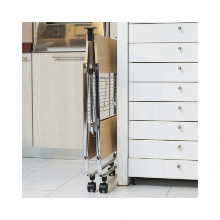 Desserte de cuisine pliable en bois OAK 40x67.5x70h cm 4 roues