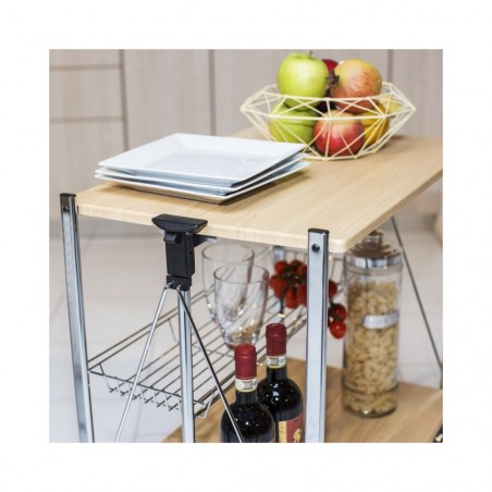 Desserte de cuisine pliable en bois OAK 40x67.5x70h cm 4 roues
